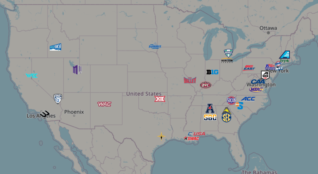 Conference Tournament map 2023